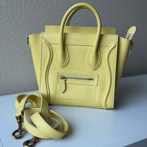 Celine Drummed Calfskin Luggage Nano